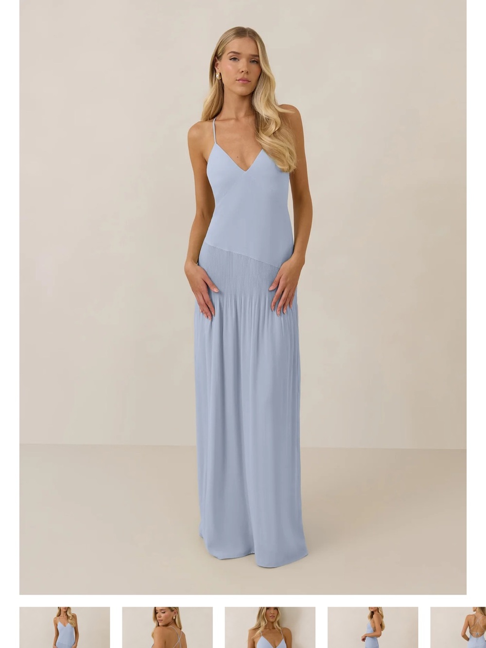 Park & Fifth Powder Blue V-Neck Spaghetti Strap Maxi Dress